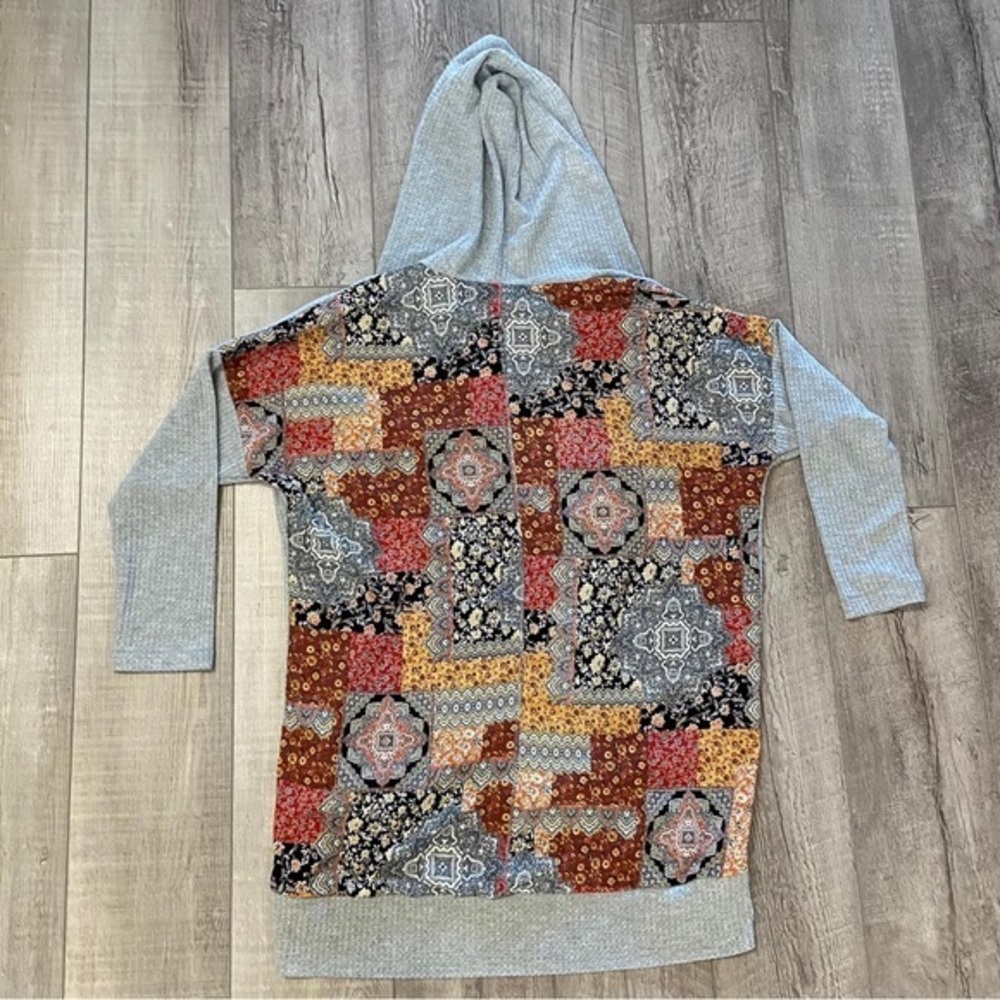 Hummingbird Medium Womens‎ Cover Up Open Cardigan Gray Fall Pattern